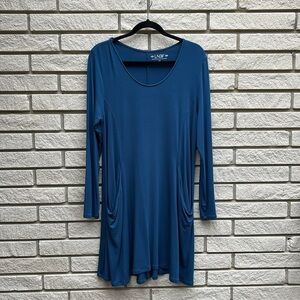 Leave Nothing But Footprints Long Sleeve Bamboo Tunic Dress with Pockets Sz L